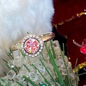 Brighton ROMANTICA PINK faceted Swarovski Crystal white silver size 9 Rare Ring